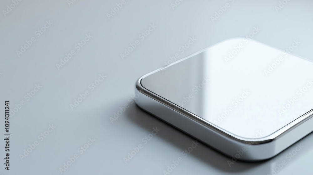 Poster mobile application icon mockup with silver square and rounded corners in 3d