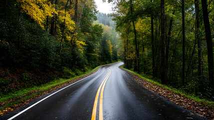 A road of travel through unique landscapes. Landmarks by road by car through nature and a passion for traveling around the world