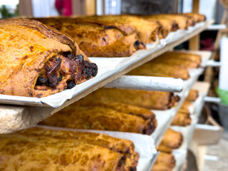 Traditional Bread Called Strudel Just Cooked, Made With Fruit, In The North Of Italy During Christmas Period