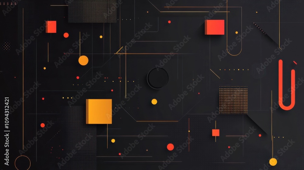 Poster black abstract background with minimalist design elements