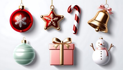 Xmas abstract icons in minimalist style.Snow, Snowflake, Christmas Ornament, Decoration.