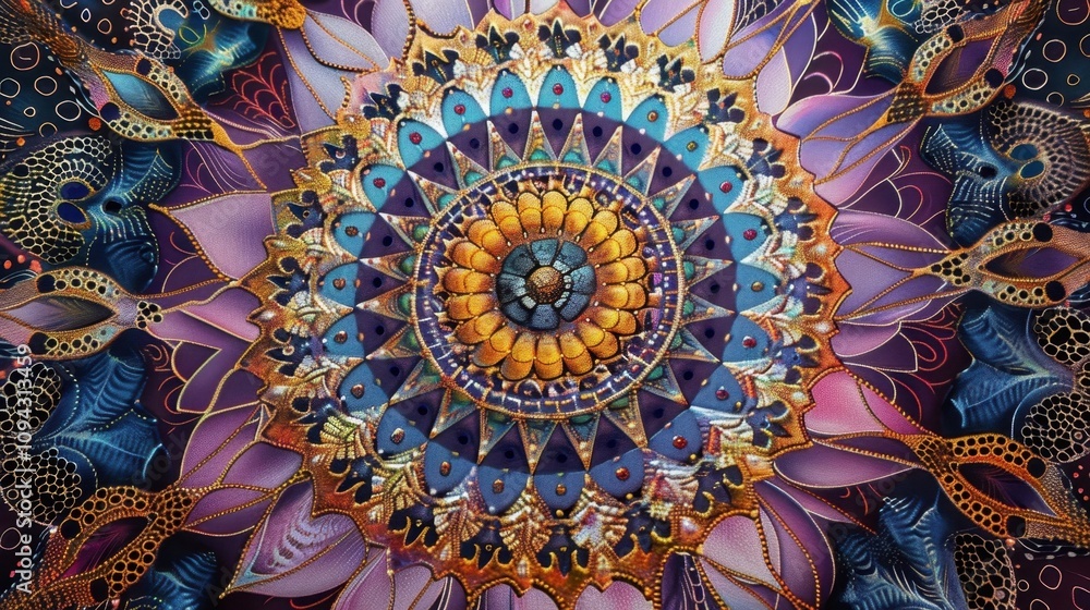 Poster a mandala filled with mandalas each one different and shining in its own unique way.