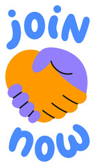 Hand and lettering join now sticker