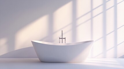 Modern White Freestanding Bathtub In A Bright Room