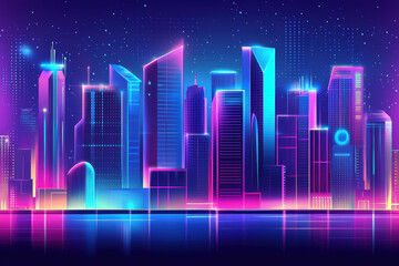 Fototapeta premium Futuristic Neon Cityscape