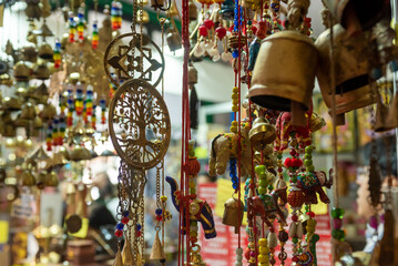Selling Of Indian Souvenirs on A Stall At The Market