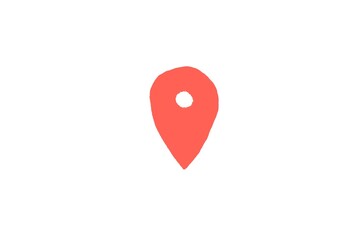 This is an illustration of a pin representing the current location in the form of a reverse drop. It is hand-drawn with a brush, which gives it a gentler look than the vector data version.