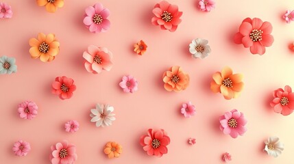 Pastel Floral Background  Spring Flowers on Pink