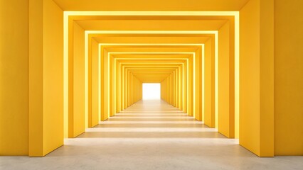 Fototapeta premium Yellow gradient geometric shapes forming a 3D effect, geometric patterns, digital art background, 3D effect
