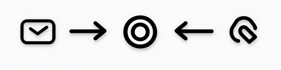 Black and White Icon Set for Linking, Sharing, and Redirecting in Web UI Design