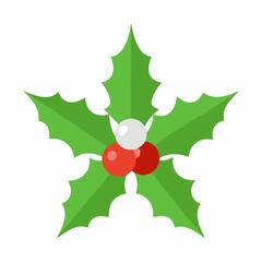 Christmas  Frosted Holly Leaves head with white background