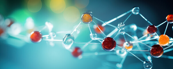 Colorful molecular structure on a blurred background showcasing scientific research and innovation