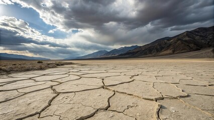 Barren landscape with cracked earth, barren, desert, erosion, drought, dry land