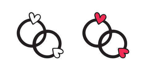 Bonded wedding rings doodle hand drawn icon. Marriage proposal. Diamond ring in heart shape. Concept of wedding, valentine, love. 