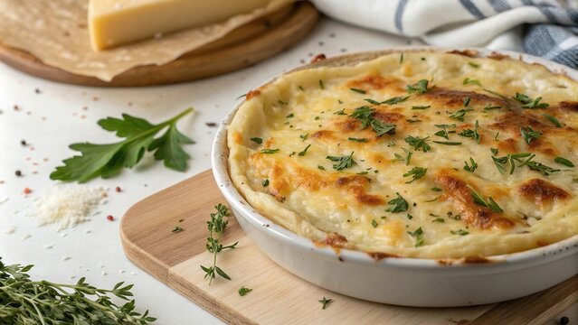 Close-up of achma with melted cheese and herbs on top, food, cheese, flavorful