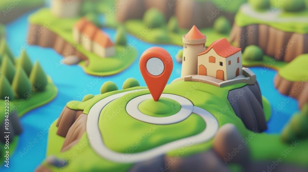 Aufkleber cartoon-style 3d map pointer icon design