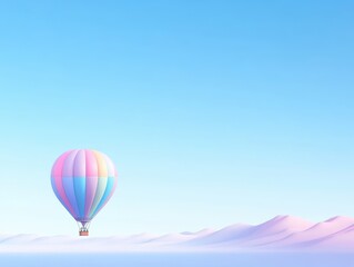 Obraz premium Hot Air Balloon Adventure Clear Sky Travel Scenic Landscape Aerial Colorful Experience