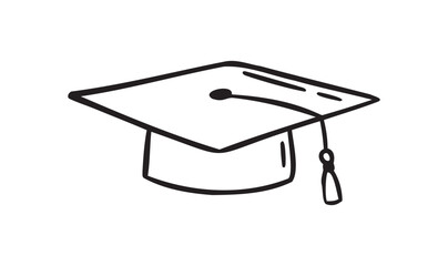 Hand drawn doodle Graduation hat icon. Education hat line for college student drawing