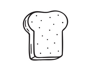 Hand drawn doodle toast slice isolated icon. Outline drawing toast sign.