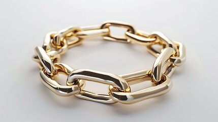 Obraz premium a gold chain bracelet, every link perfectly detailed against a white background.