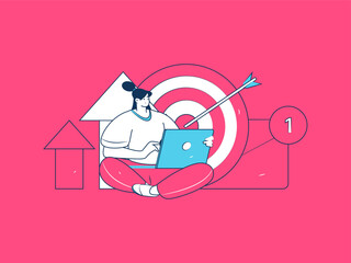 Marketing planning business characters flat vector concept operation hand drawn illustration
