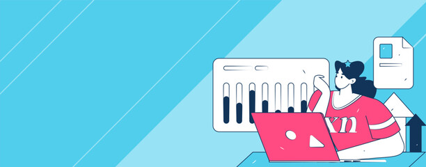 Marketing planning business characters flat vector concept operation hand drawn illustration
