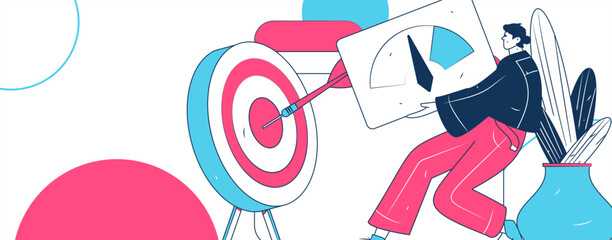 Marketing planning business characters flat vector concept operation hand drawn illustration
