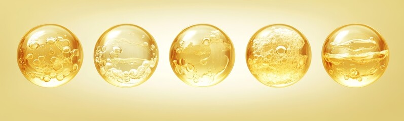 Oil Bubble Molecular Structure for Skincare Serum with Vitamin and Collagen Elements