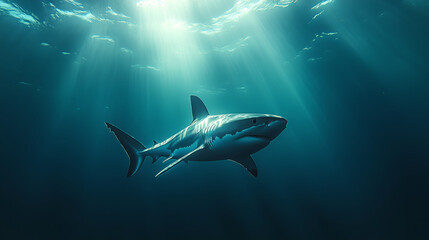 Obraz premium shark, aggressive, low profile, tail curling behind