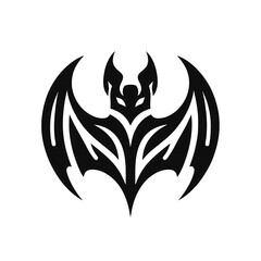 Fototapeta premium Simple and minimalist bat logo in black and white on a white background