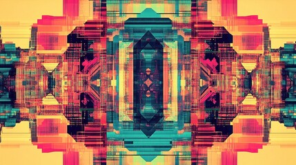 Abstract Digital Kaleidoscope: A Symphony of Vivid Hues and Geometric Patterns