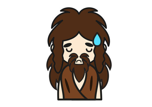 困る先史時代の男性