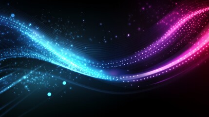 Obraz premium Abstract glowing wave background with pink and blue particles.