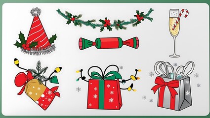 Christmas illustration elements and decorations collection