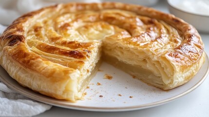 Burek's golden crust showcases the tasty layers of this traditional Bosnian pastry