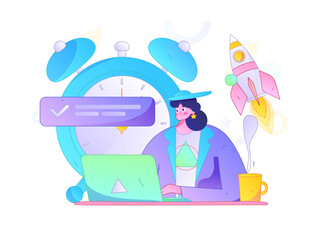 Marketing planning business characters flat vector concept operation hand drawn illustration
