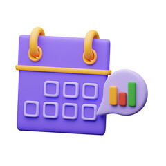 3D illustration of a calendar with data visualization