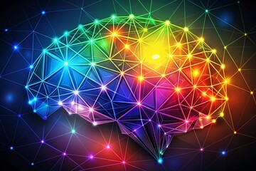 Obraz premium Colorful shapes visualize the dynamic interplay of brain activity.