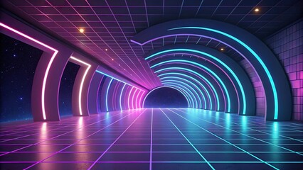 Vibrant pulsating patterns in a holographic environment, energetic, dynamic