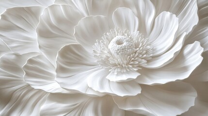 Beautifully layered 3D white flower with deep petals, capturing a sense of depth and proportionate elegance