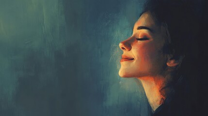 Person with a gentle smile, quietly enjoying a moment of calm