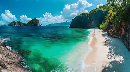 Tropical Beach Paradise Idyllic Scene Stunning Turquoise Waters