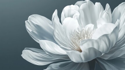 Fototapeta premium Detailed 3D white flower with deep, elegant petals, showcasing a balanced, layered design with depth