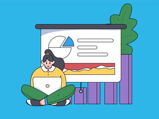 Marketing planning business characters flat vector concept operation hand drawn illustration
