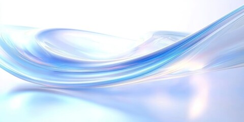 Abstract Digital Art Smooth Curves Depth Movement Blue White Glossy Minimalist