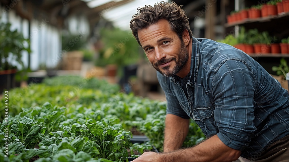 Aufkleber farmer monitoring crop health with ai powered drones and tablet data analysis