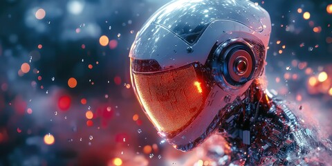 Fototapeta premium Artificial intelligence images, AI background, Robot images, ai hologram, Artificial Intelligence Explorer in a Digital Universe