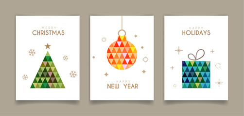 Christmas Greeting Card Set. Vector illustration.