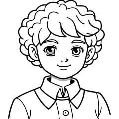 curly haired boy wearing uniform