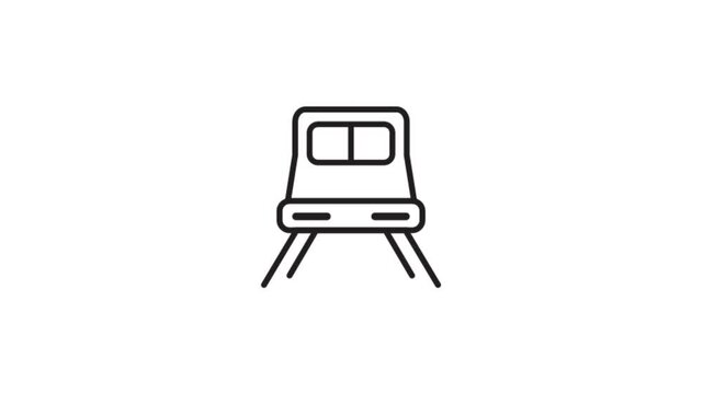 animated black lineart transportation train on white background
